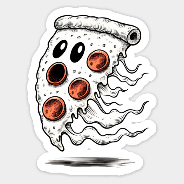 Funny Pizza Ghost Halloween Sticker by logiamerch