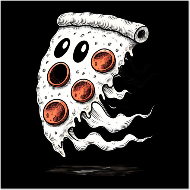 Funny Pizza Ghost Halloween Wall Art by logiamerch