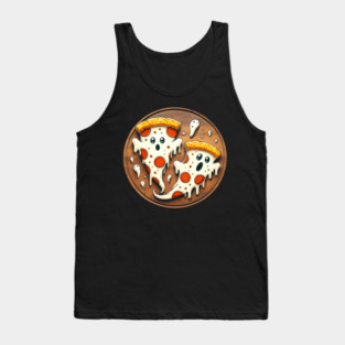 Funny Pizza Ghost Halloween Tank Top