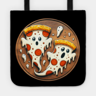 Funny Pizza Ghost Halloween Tote