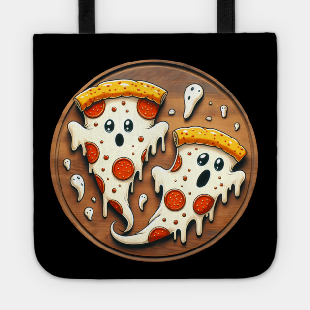 Funny Pizza Ghost Halloween Tote by logiamerch