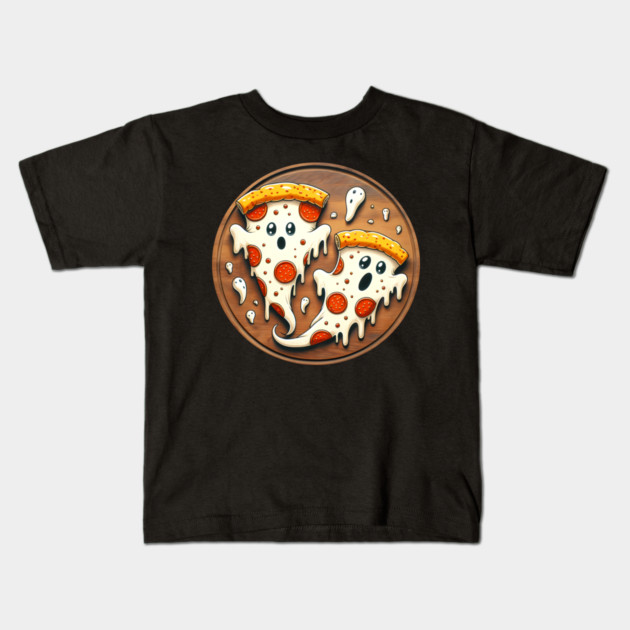 Funny Pizza Ghost Halloween Kids T-Shirt by logiamerch