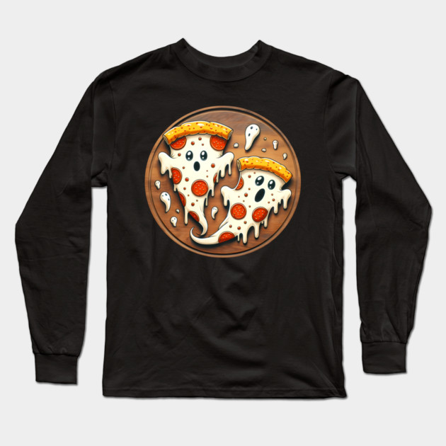 Funny Pizza Ghost Halloween Long Sleeve T-Shirt by logiamerch