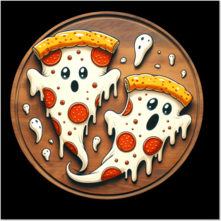 Funny Pizza Ghost Halloween Posters and Art