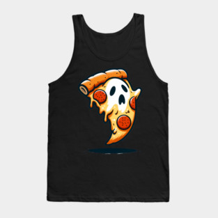 Funny Pizza Ghost Halloween Tank Top