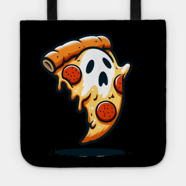 Funny Pizza Ghost Halloween Tote by logiamerch