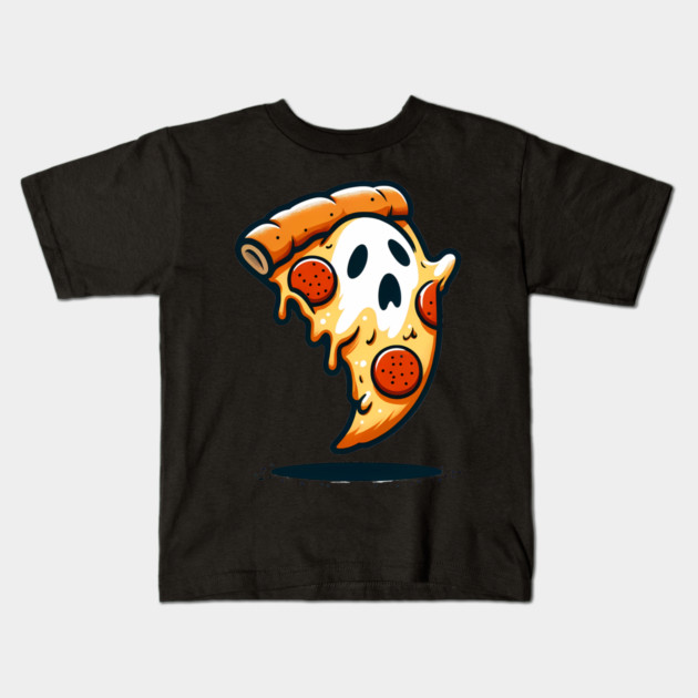 Funny Pizza Ghost Halloween Kids T-Shirt by logiamerch