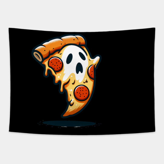 Funny Pizza Ghost Halloween Tapestry by logiamerch