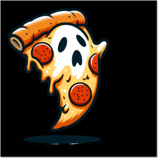 Funny Pizza Ghost Halloween Posters and Art