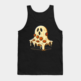 Funny Pizza Ghost Halloween Tank Top