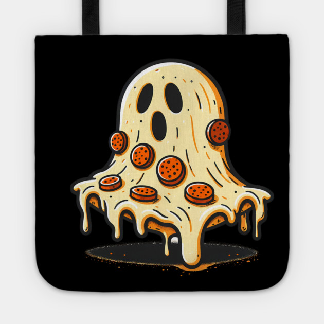 Funny Pizza Ghost Halloween Tote by logiamerch