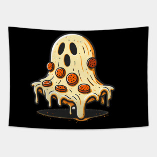 Funny Pizza Ghost Halloween Tapestry