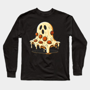 Funny Pizza Ghost Halloween Long Sleeve T-Shirt