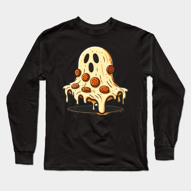 Funny Pizza Ghost Halloween Long Sleeve T-Shirt by logiamerch