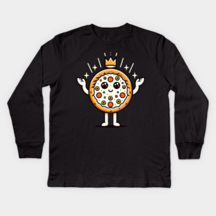 Funny Pizza king, Pizza Lover Kids Long Sleeve T-Shirt