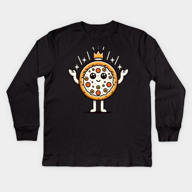 Funny Pizza king, Pizza Lover Kids Long Sleeve T-Shirt by logiamerch