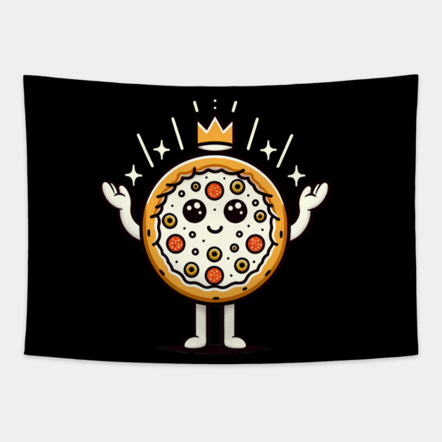Funny Pizza king, Pizza Lover Tapestry by logiamerch
