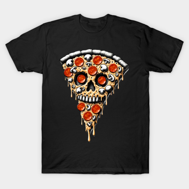 Pizza Skull Face, Funny Pizza Lover, Halloween T-Shirt by logiamerch
