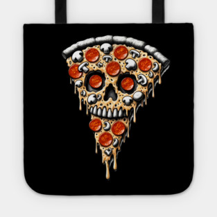 Pizza Skull Face, Funny Pizza Lover, Halloween Tote