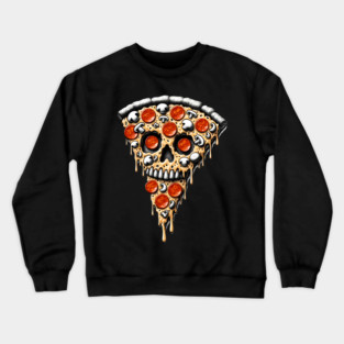 Pizza Skull Face, Funny Pizza Lover, Halloween Crewneck Sweatshirt