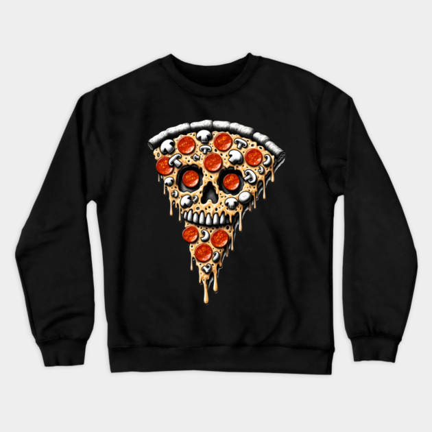 Pizza Skull Face, Funny Pizza Lover, Halloween Crewneck Sweatshirt by logiamerch