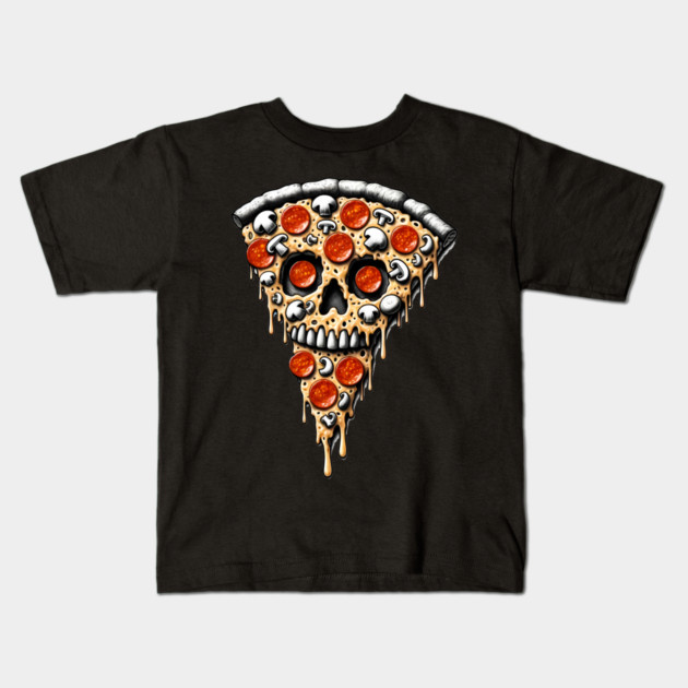 Pizza Skull Face, Funny Pizza Lover, Halloween Kids T-Shirt by logiamerch