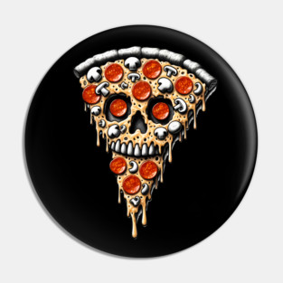 Pizza Skull Face, Funny Pizza Lover, Halloween Pin