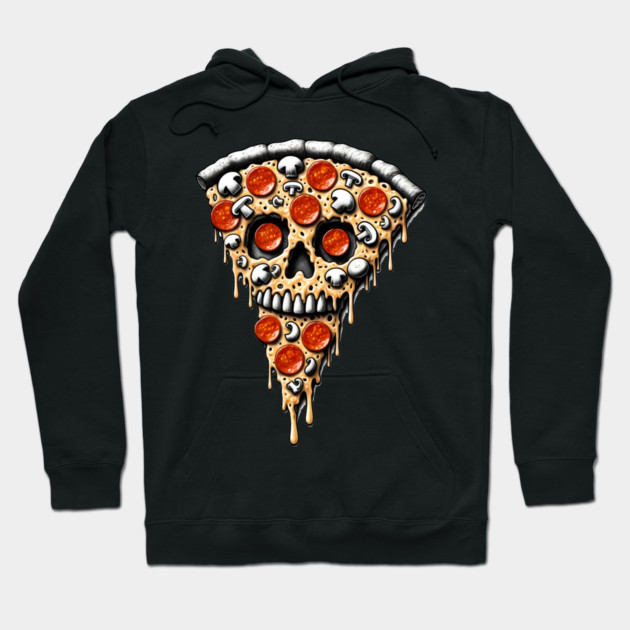 Pizza Skull Face, Funny Pizza Lover, Halloween Hoodie by logiamerch