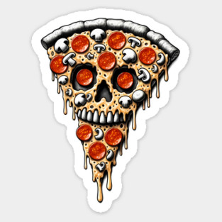 Pizza Skull Face, Funny Pizza Lover, Halloween Sticker