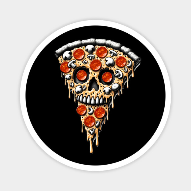 Pizza Skull Face, Funny Pizza Lover, Halloween Magnet by logiamerch