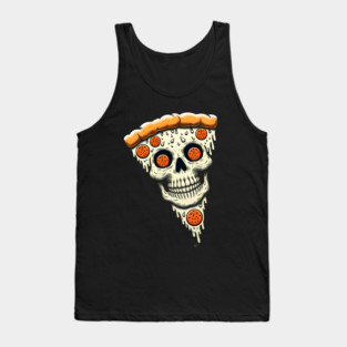Pizza Skull Face, Funny Pizza Lover, Halloween Tank Top