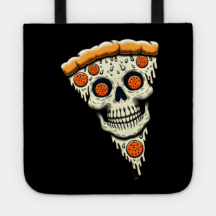 Pizza Skull Face, Funny Pizza Lover, Halloween Tote