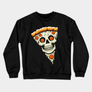 Pizza Skull Face, Funny Pizza Lover, Halloween Crewneck Sweatshirt