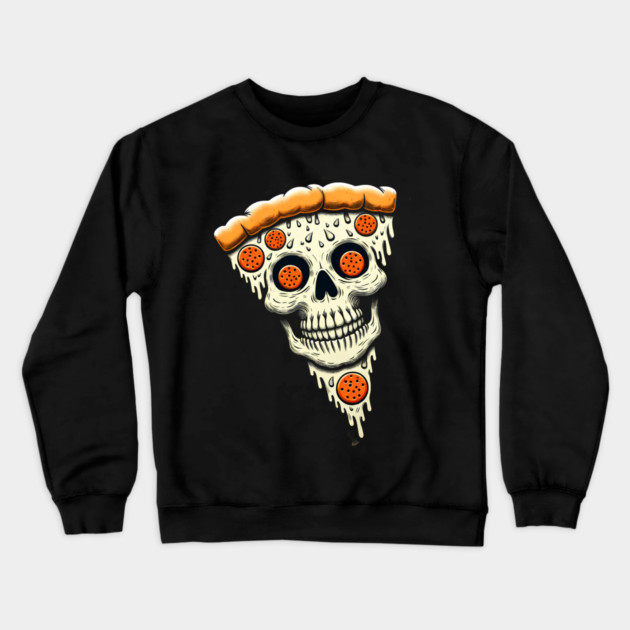 Pizza Skull Face, Funny Pizza Lover, Halloween Crewneck Sweatshirt by logiamerch