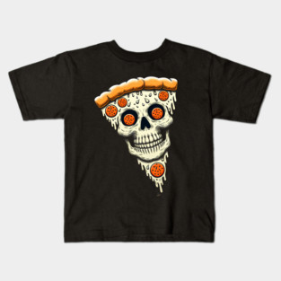 Pizza Skull Face, Funny Pizza Lover, Halloween Kids T-Shirt