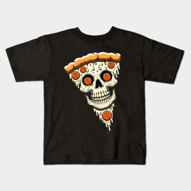 Pizza Skull Face, Funny Pizza Lover, Halloween Kids T-Shirt by logiamerch