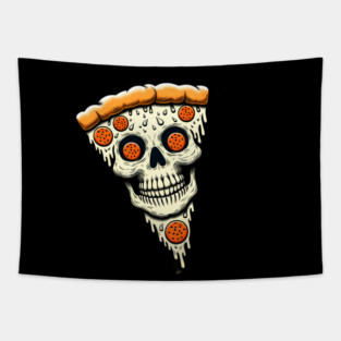 Pizza Skull Face, Funny Pizza Lover, Halloween Tapestry