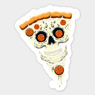 Pizza Skull Face, Funny Pizza Lover, Halloween Sticker