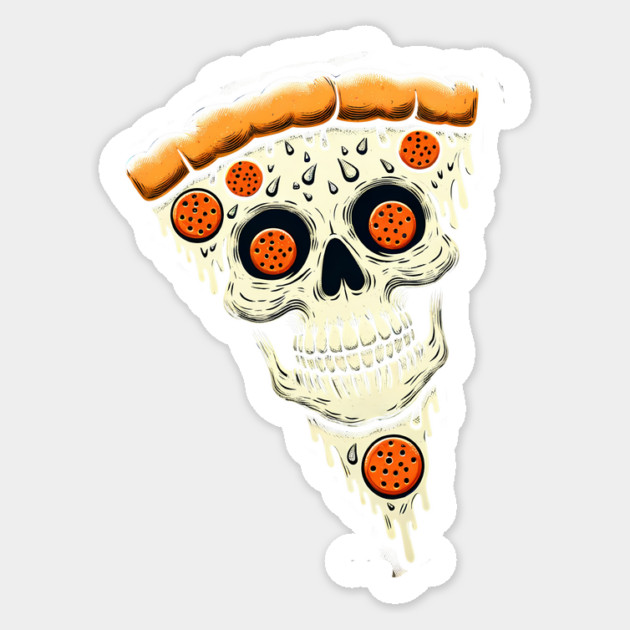 Pizza Skull Face, Funny Pizza Lover, Halloween Sticker by logiamerch