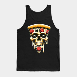 Pizza Skull Face, Funny Pizza Lover, Halloween Tank Top