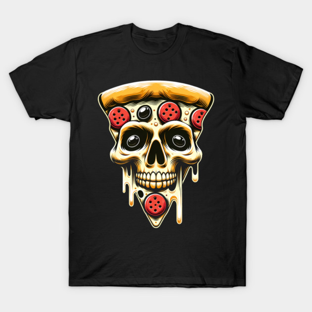 Pizza Skull Face, Funny Pizza Lover, Halloween T-Shirt by logiamerch