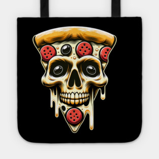 Pizza Skull Face, Funny Pizza Lover, Halloween Tote
