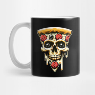 Pizza Skull Face, Funny Pizza Lover, Halloween Mug