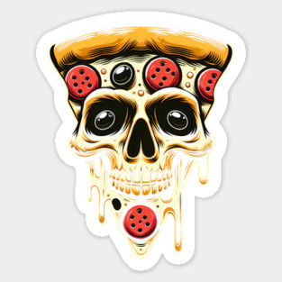 Pizza Skull Face, Funny Pizza Lover, Halloween Sticker