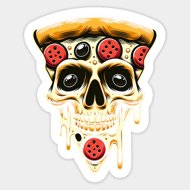 Pizza Skull Face, Funny Pizza Lover, Halloween Sticker by logiamerch