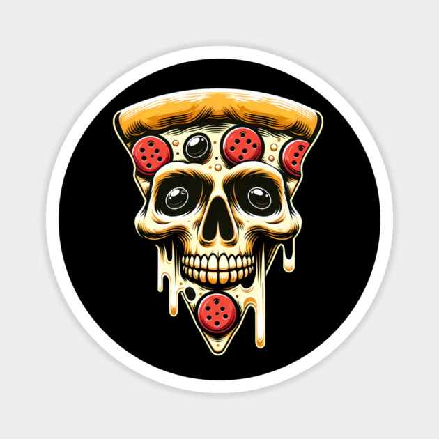 Pizza Skull Face, Funny Pizza Lover, Halloween Magnet by logiamerch