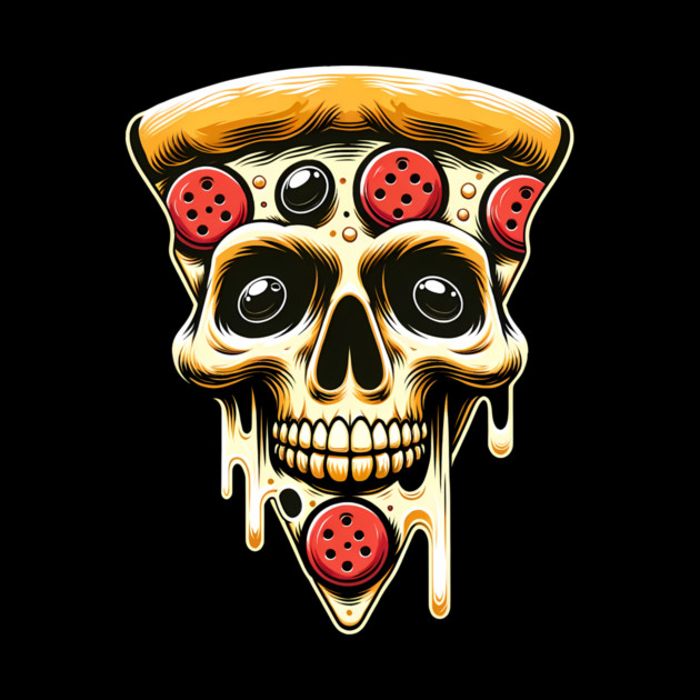 Pizza Skull Face, Funny Pizza Lover, Halloween by logiamerch