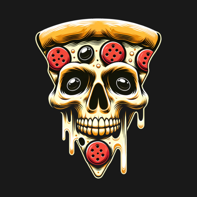 Pizza Skull Face, Funny Pizza Lover, Halloween by logiamerch