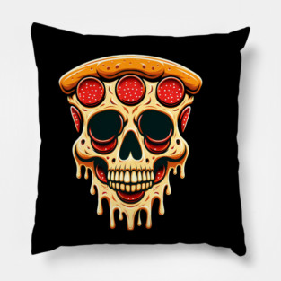 Pizza Skull Face, Funny Pizza Lover, Halloween Pillow
