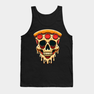 Pizza Skull Face, Funny Pizza Lover, Halloween Tank Top